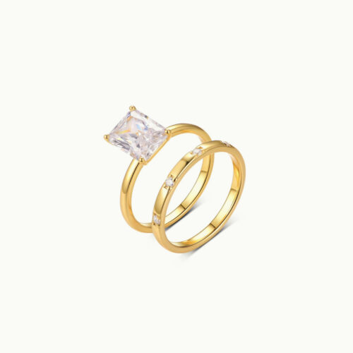 Luméne Emerald Cut Stacking Ring Set